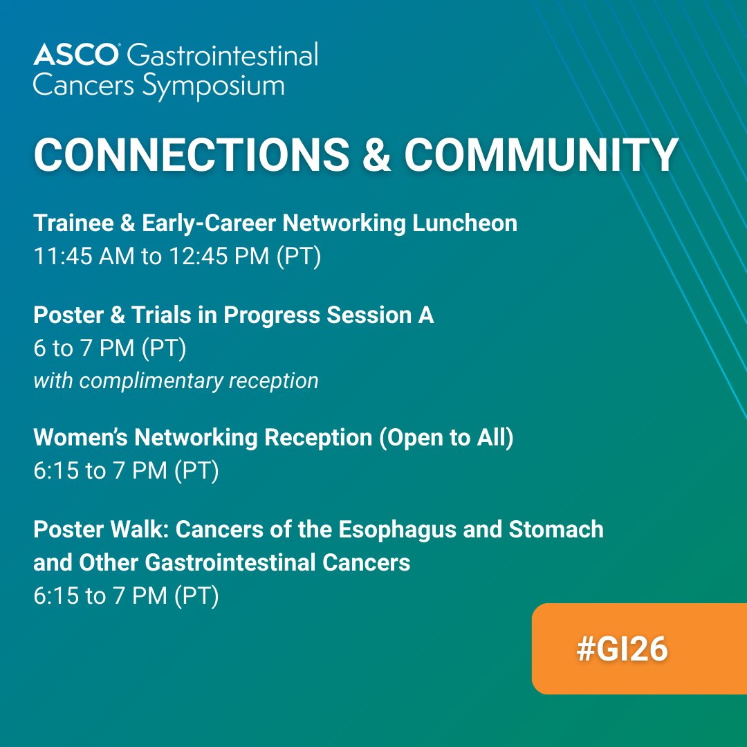 ASCO's tweet image. Rise and shine, #GI26! ☀️ We’re officially live in San Francisco. If you’re at the venue, come grab some breakfast and network with us until 8 AM (PT). To our global community joining us virtually—welcome to the fold! brnw.ch/21wYVmu