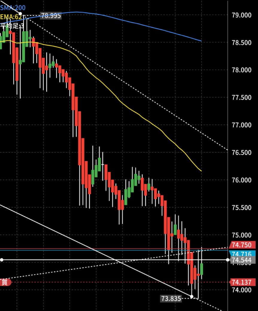 シルバーの現在の平均建値 長期上昇トレンドラインにさしかかっており、110ドルを目指すならここから反転する必要があります。
