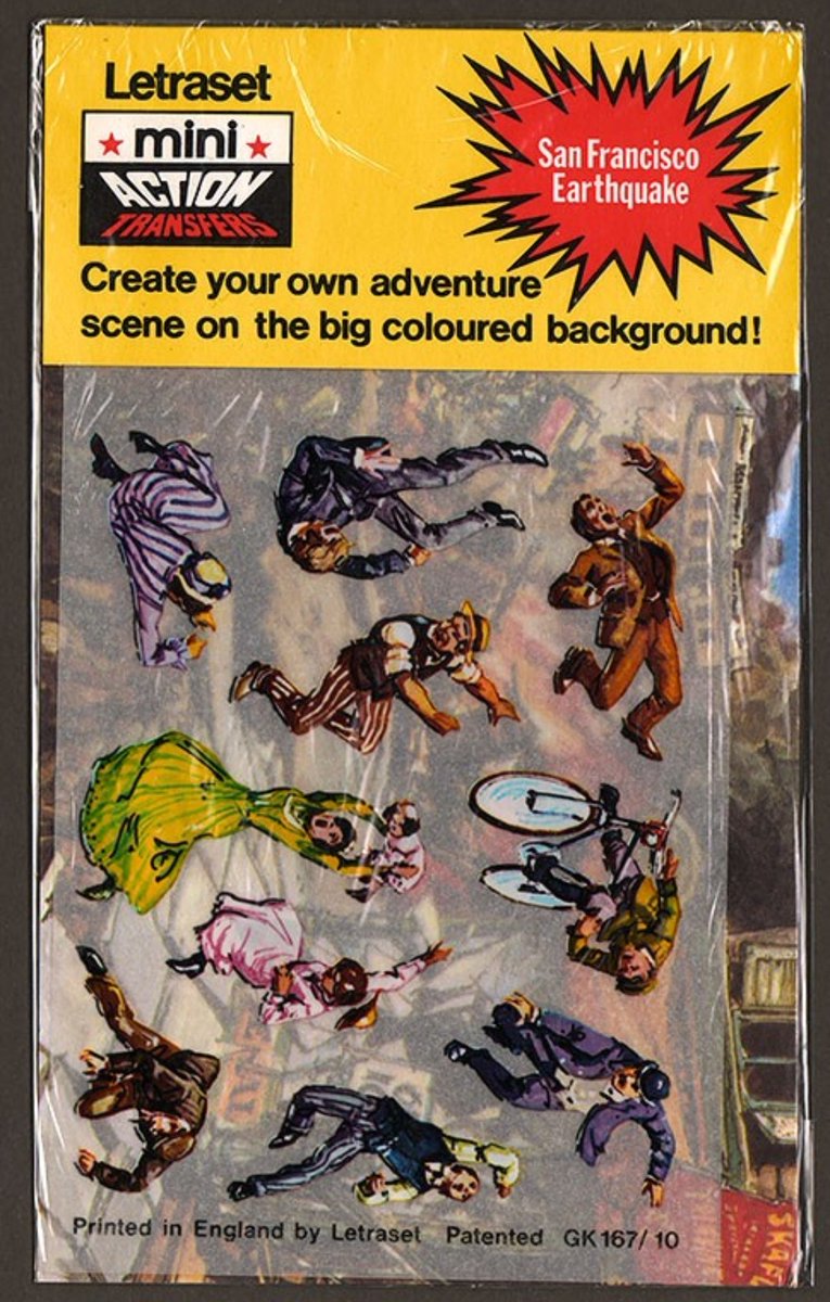 ScarredForLife2's tweet image. Letraset's ACTION TRANSFERS are a perennial Scarred For Life favourite, allowing kids to recreate their favourite moments from films, TV shows, comics, and, erm, the San Francisco earthquake of 1906...