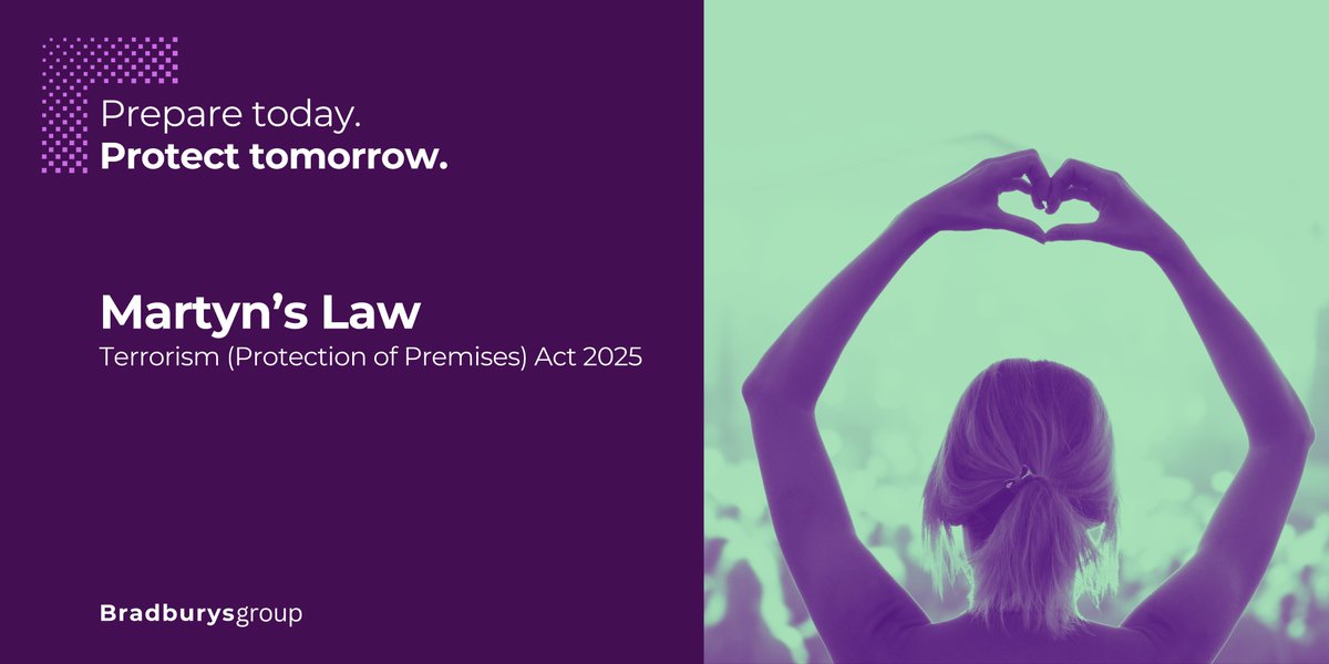 The Terrorism (Protection of Premises) Act 2025 (Martyn’s Law) is now enacted legislation, with commencement expected following an implementation period.

We’ve published a practical guide to what the Protect Duty means for premises and event organisers: bradburysgroup.com/preparing-for-…
