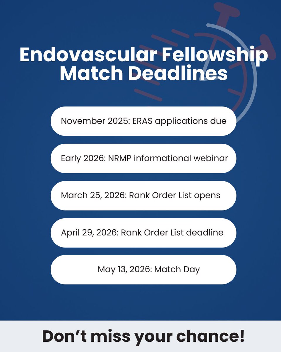 cvsection's tweet image. If you’re planning to apply, now’s the time to get organized. Save these important dates ⬇️

Planning ahead matters. Save this post and share with someone applying this cycle.

#Neurosurgery #EndovascularSurgery #CVSection