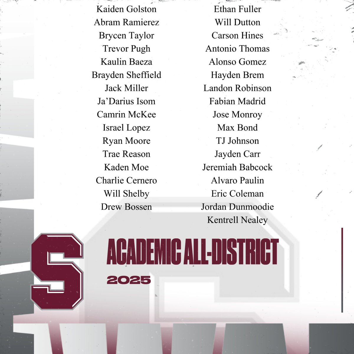 SHBearcatFB's tweet image. Congratulations to our Academic All-District Selections!!!
