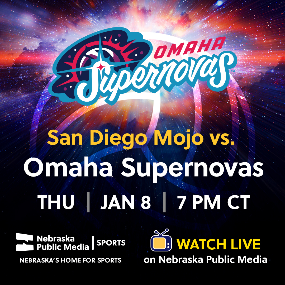 NebPublicMedia's tweet image. The @OmahaSupernovas make their season debut from home today 🏐💫 Watch your favorite players and catch professional debuts from some former #Huskers and #Jays. 

Watch live coverage tonight at 7pm CT on Nebraska Public Media 📺