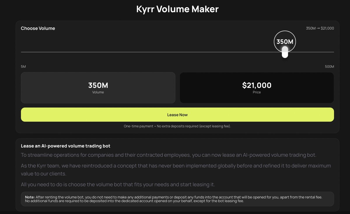KyrrioOfficial's tweet image. AI-powered volume trading bot rentals have officially launched.
We have activated a system that has never been implemented anywhere in the world before.