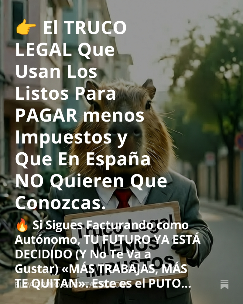 Si Sigues Facturando como Autónomo, TU FUTURO YA ESTÁ DECIDIDO (Y No Te Va a Gustar) «MÁS TRABAJAS, MÁS TE QUITAN». 
Este es el PUTO TRATO que tienes de por vida con Hacienda.