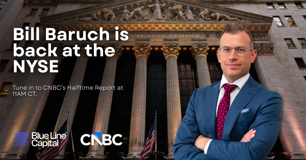 Blue_Line_Cap's tweet image. Bill Baruch is back at the NYSE to join the CNBC Halftime Report for the hour and help break down everything from memory to geopolitics, ahead of a deluge of news tomorrow. Tune in to hear what the Committee is watching.