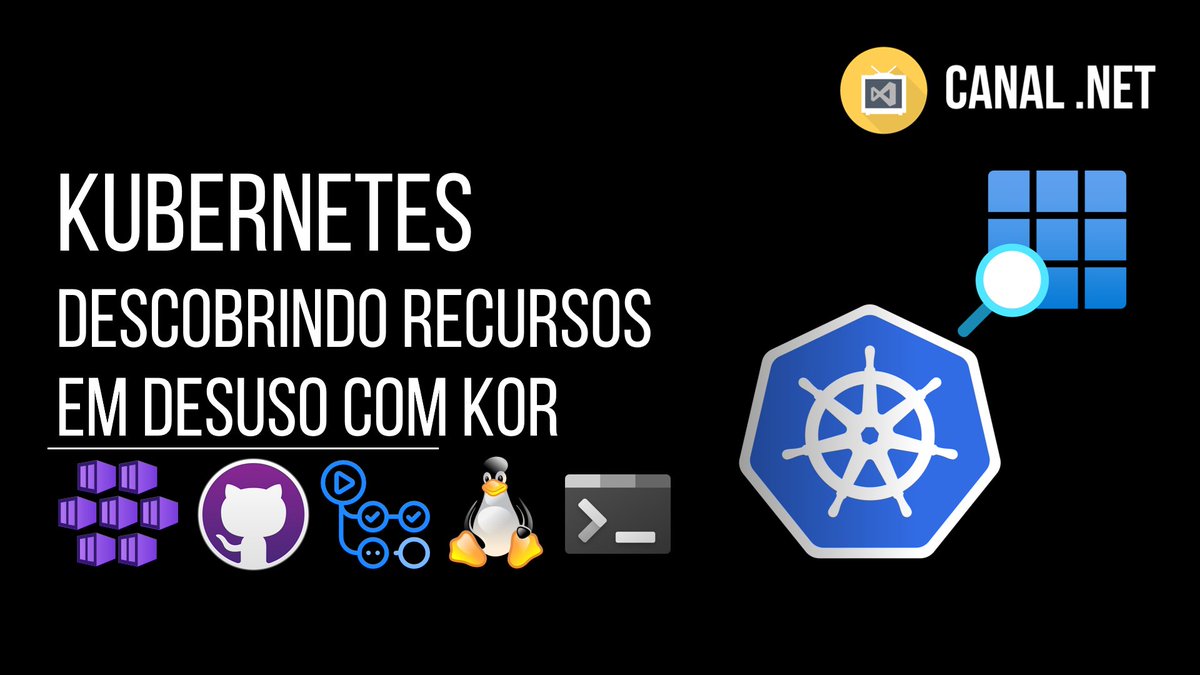 Novo vídeo no Canal .NET -> Kubernetes: descobrindo recursos em desuso com a ferramenta Kor -- Link: youtube.com/watch?v=5APRw_…

C/ <a href="/diegoonazure/">DM</a> 

#kubernetes #kor #githubactions #github #linux #azure #azurekubernetesservice #aks #devops #devsecops #canaldotnet #cortes