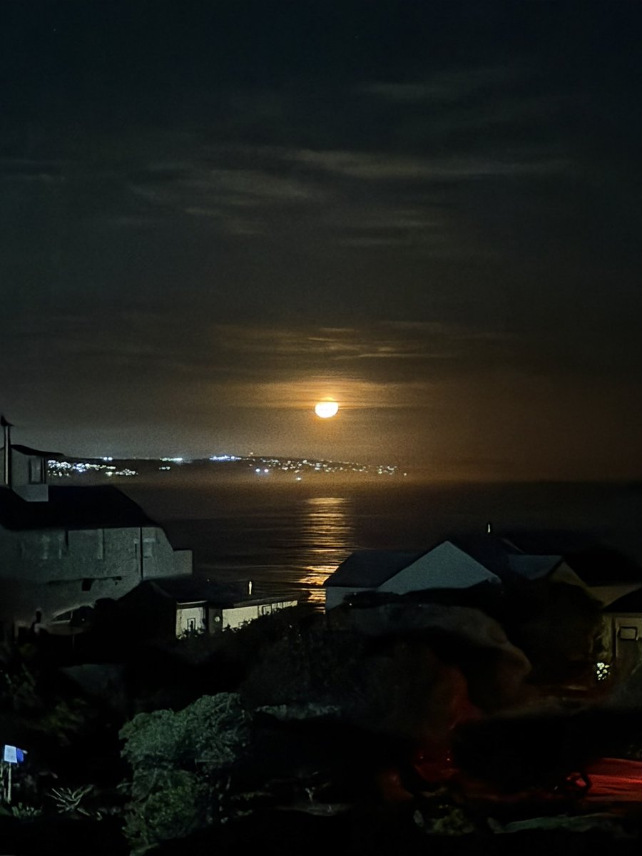 Wolf moon over the ocean