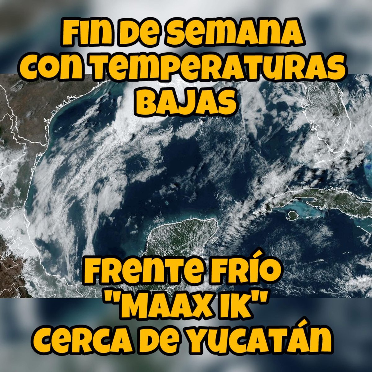 NUEVAMENTE SE SENTIRÁ LA HELADEZ EN YUCATÁN 🥶 Los termómetros estarían registrando un descenso  en las temperaturas, con valores de entre 11 y 15 °C en localidades del centro y sur de Yucatán. 

Las máximas estarían alrededor de los 30 °C.
