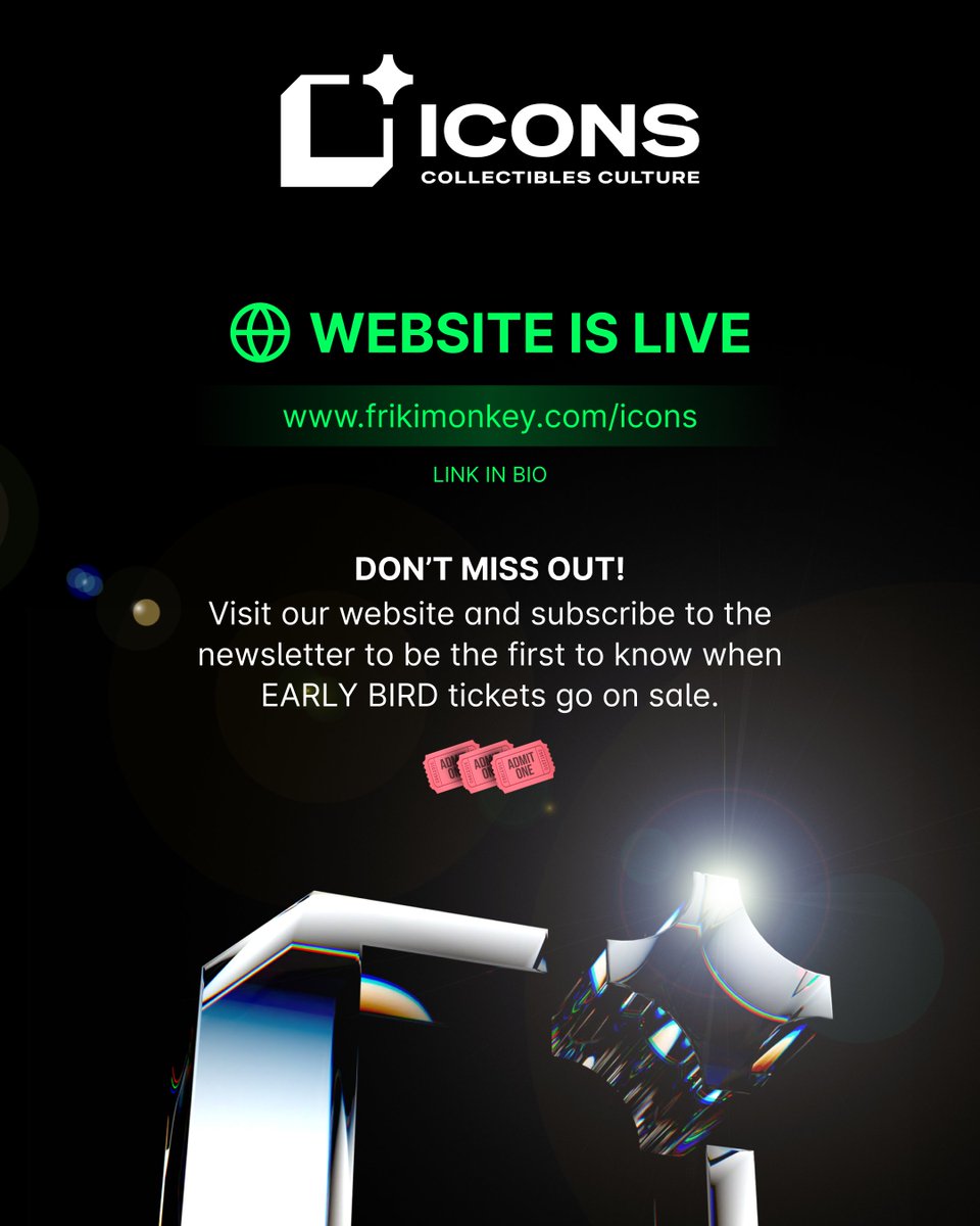 iconsevent's tweet photo. Our website is now live ✅

Visit it and subscribe to the newsletter to be the first to know when EARLY BIRD tickets go on sale 🎟💬

LINK IN BIO 👇
https://t.co/2k36LILRuW

#IconsCollectiblesCulture https://t.co/HxV3I8dMHg