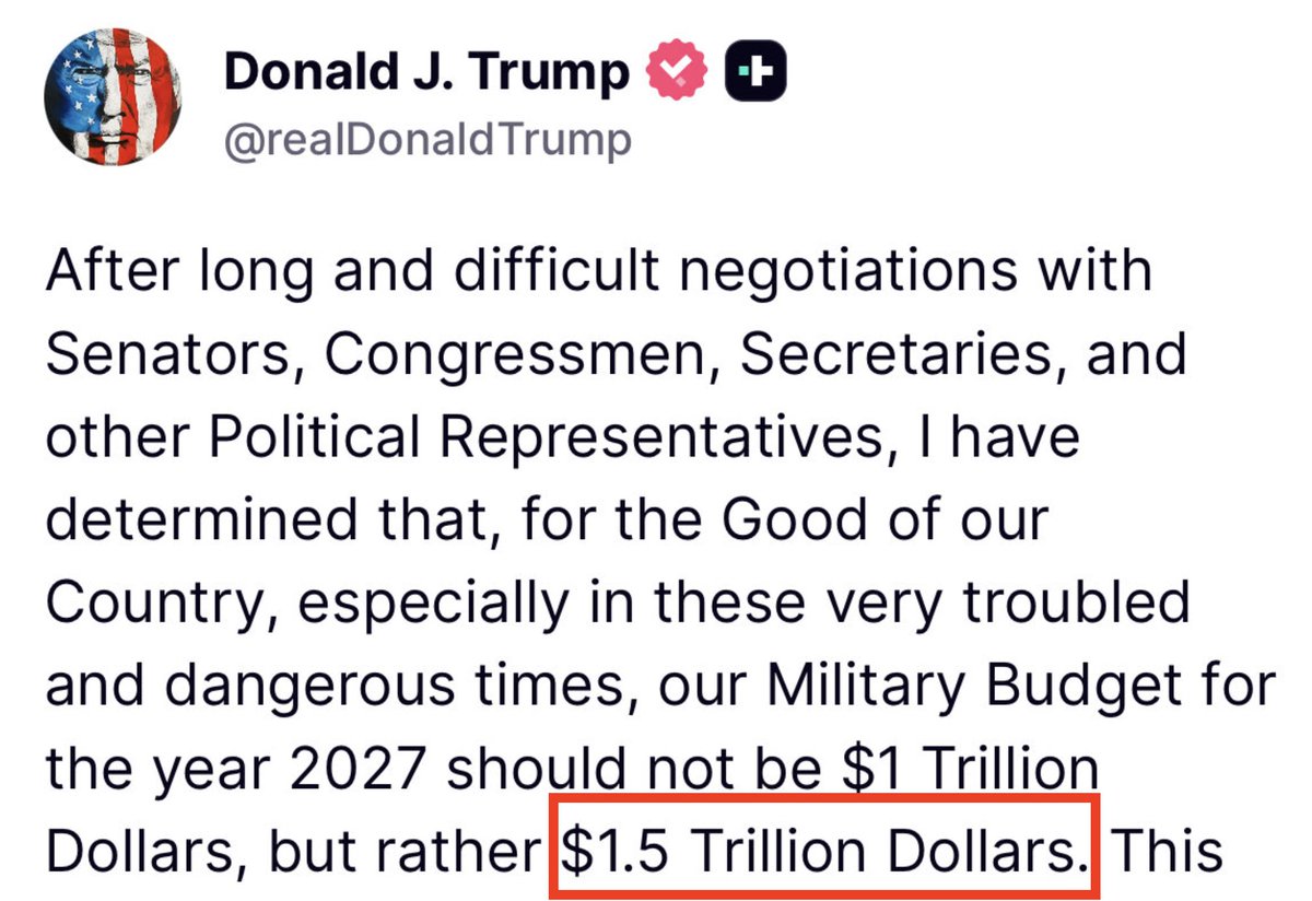 krassenstein's tweet image. BREAKING:  Trump wants to spend $600 BILLION more on the military.

NOTE: It would only cost:

- $35 Billion to fund the ACA subsidies
- $10 Billion to House EVERY homeless American
- $30 Billion to fund USAID
- $9 Billion to fund 2-years of college for all

But I guess our DEBT…