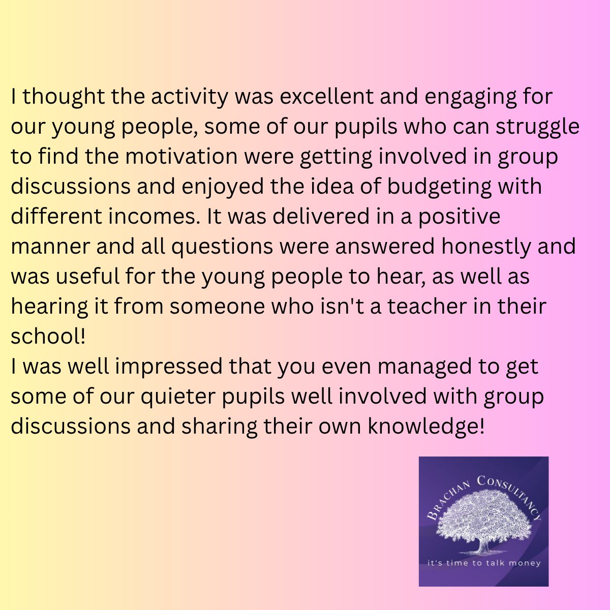 Brachan Consultancy. It’s Time To Talk Money. tweet media