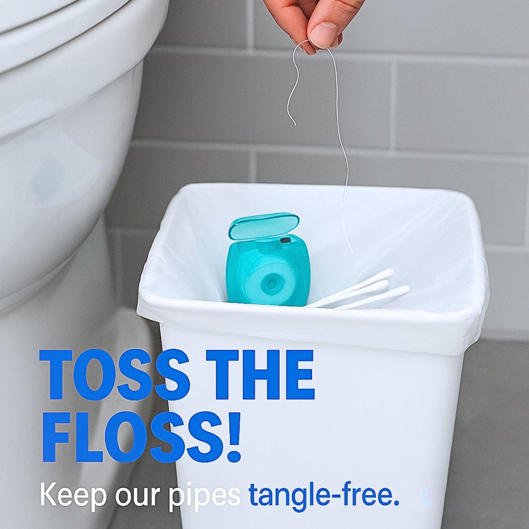 Floss keeps your teeth clean, but it tangles up our pipes! 
Floss + swabs don’t break down they cause costly clogs.

Toss it, not flush it, and keep Innisfil’s system flowing!
#TossTheFloss #ThinkBeforeYouFlush #InnServices