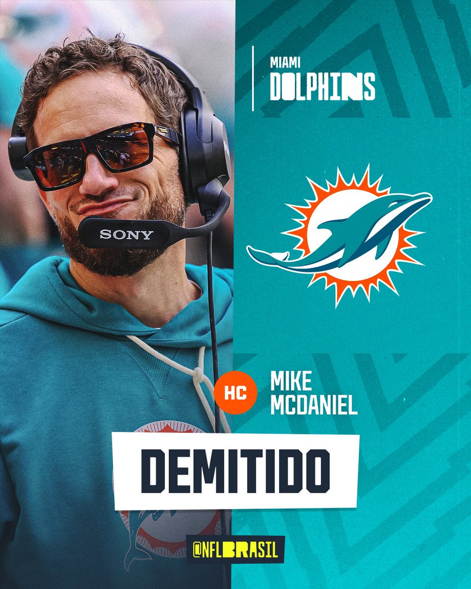 NFLBrasil's tweet photo. 🚨 URGENTE!

O Miami Dolphins demitiu o técnico Mike McDaniel após 4 temporadas no comando da equipe.

(via @TomPelissero) https://t.co/QAaTMLPK9q