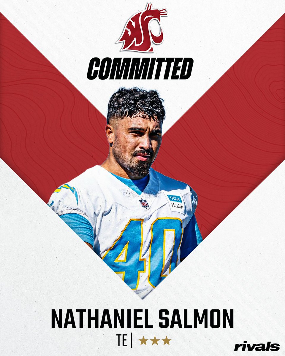 Rivals's tweet image. 🚨NEW🚨 TE Nathaniel Salmon has committed to Washington State‼️

The former professional basketball player attended the Los Angeles Chargers’ mini-camp.

Read: on3.com/rivals/news/ne…
