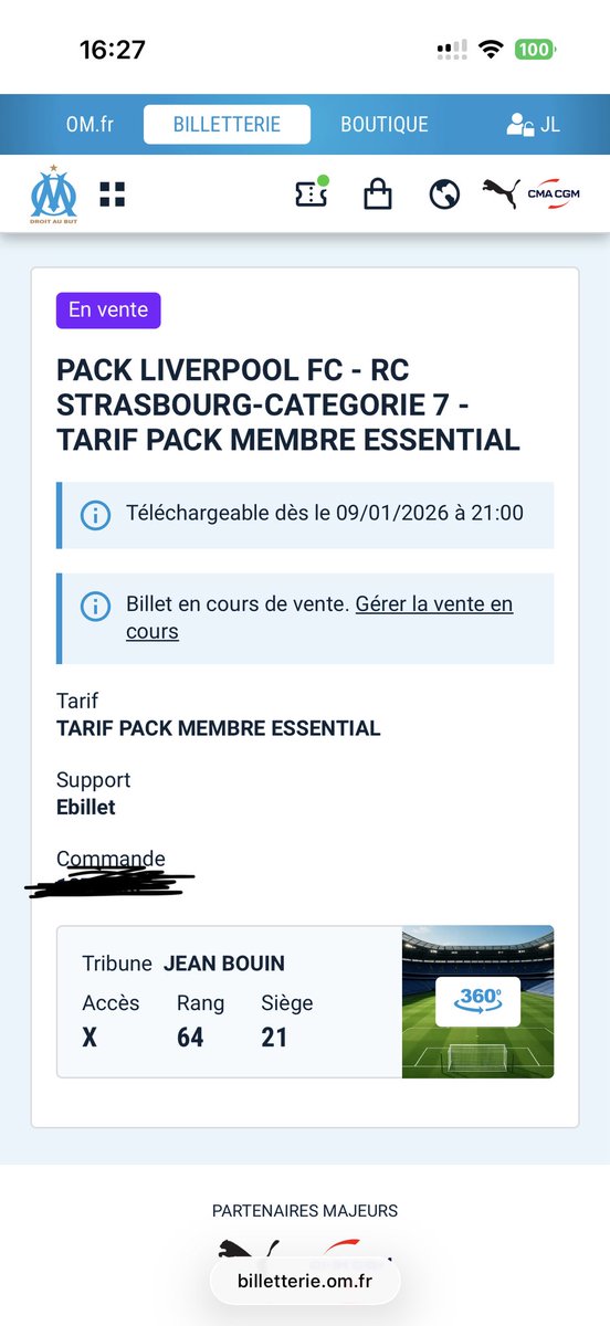 Jordan_lbm's tweet photo. 🚨Vend une place pour le match OM-Liberpool le 21 janvier au stade vélodrome en ligue des champions 200€ 🚨
#OMLIVERPOOL #ldc #velodrome https://t.co/lPGKRZFFHa