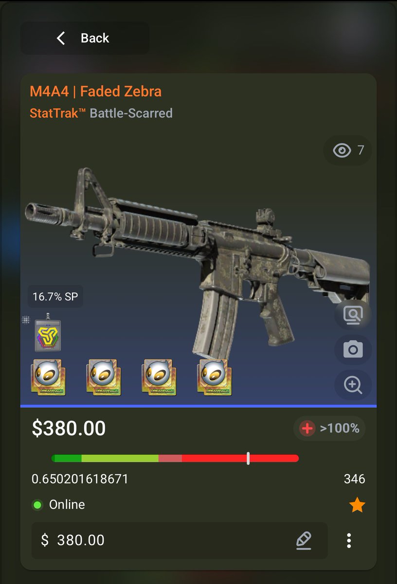 Down to 380 need stickers for a craft. Rts appreciated csfloat.com/item/925778248…