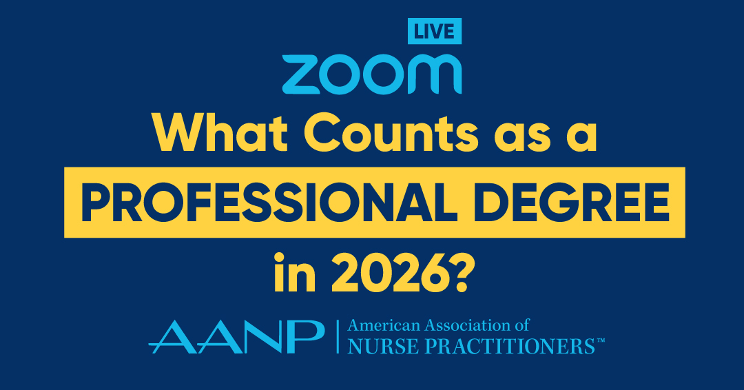 NYSPEF's tweet image. PEF members: Join a live Zoom event Wed., Jan. 14 at 3:30 p.m.!

Valerie Fuller (AANP president) will discuss new federal loan limits, grad borrowing, and why nursing may no longer be considered a professional degree.
zoom.us/webinar/regist…