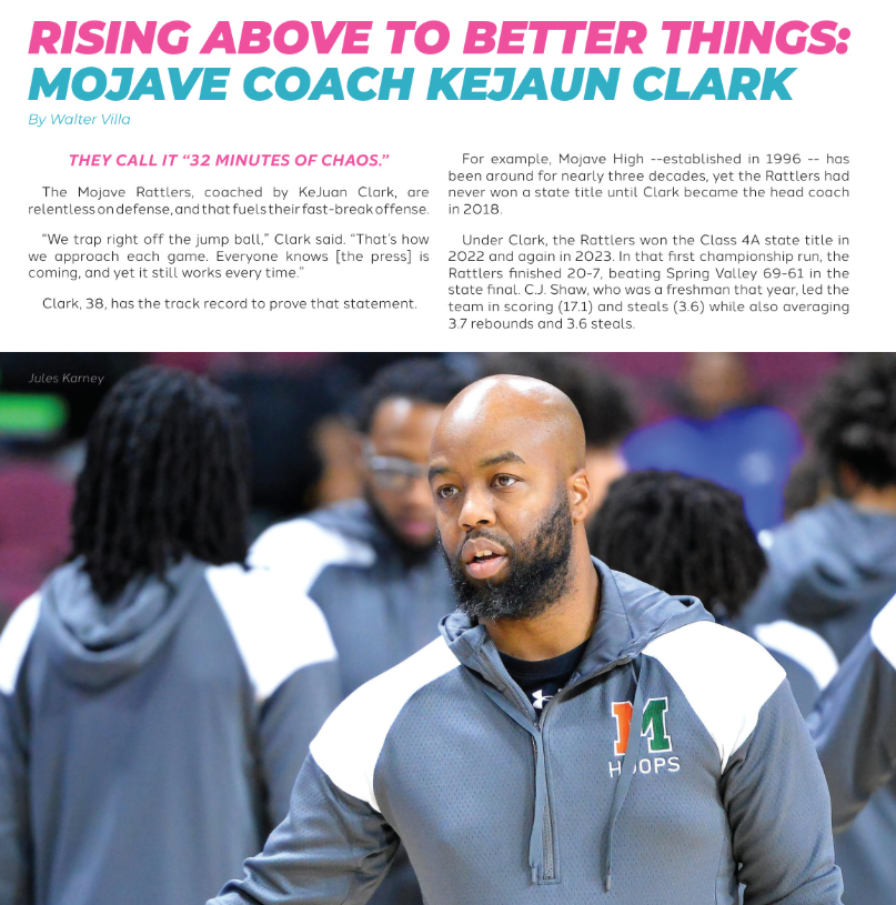SchoolDPublish's tweet image. Check out this preview of our feature on @MojaveHoops and their HC @Keyz_Vision in the 2025-26 Clark County High Schools Basketball Yearbook. Click the link for the full article and learn why he says his kids play so hard! (Page 22) #RattlerNation

📖Clarkcountyhsbasketball.com/2025/