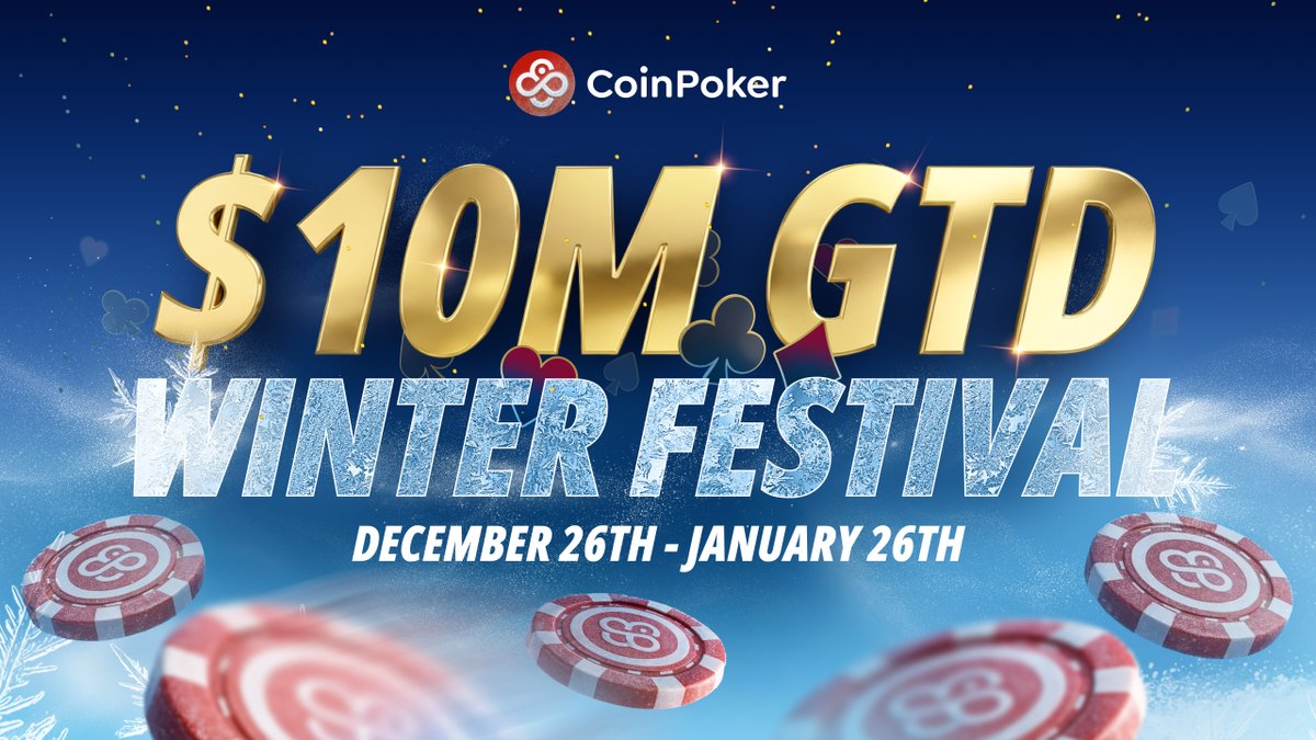 To celebrate our $10m GTD Winter Festival going into it's final stage we're giving away 80 $25 tickets to players!

To Enter:
1️⃣ Tag 2 friends on this post
2️⃣ Follow <a href="/CoinPoker_OFF/">CoinPoker</a> 
3️⃣ Comment your screen name so we can send you the ticket!