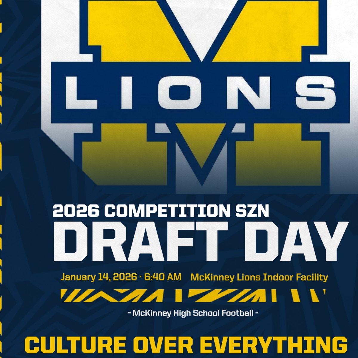 CoachLeonardTX's tweet image. HERE WE GO! COMPETITION SEASON 2026!

Tune in next Wednesday, January 14th, at 6:40AM as we will be live from the Lion’s Dome on Draft Day!

Who will be taken in the first round? Who will fall in the draft? Tune in!!!

#CompSZN26