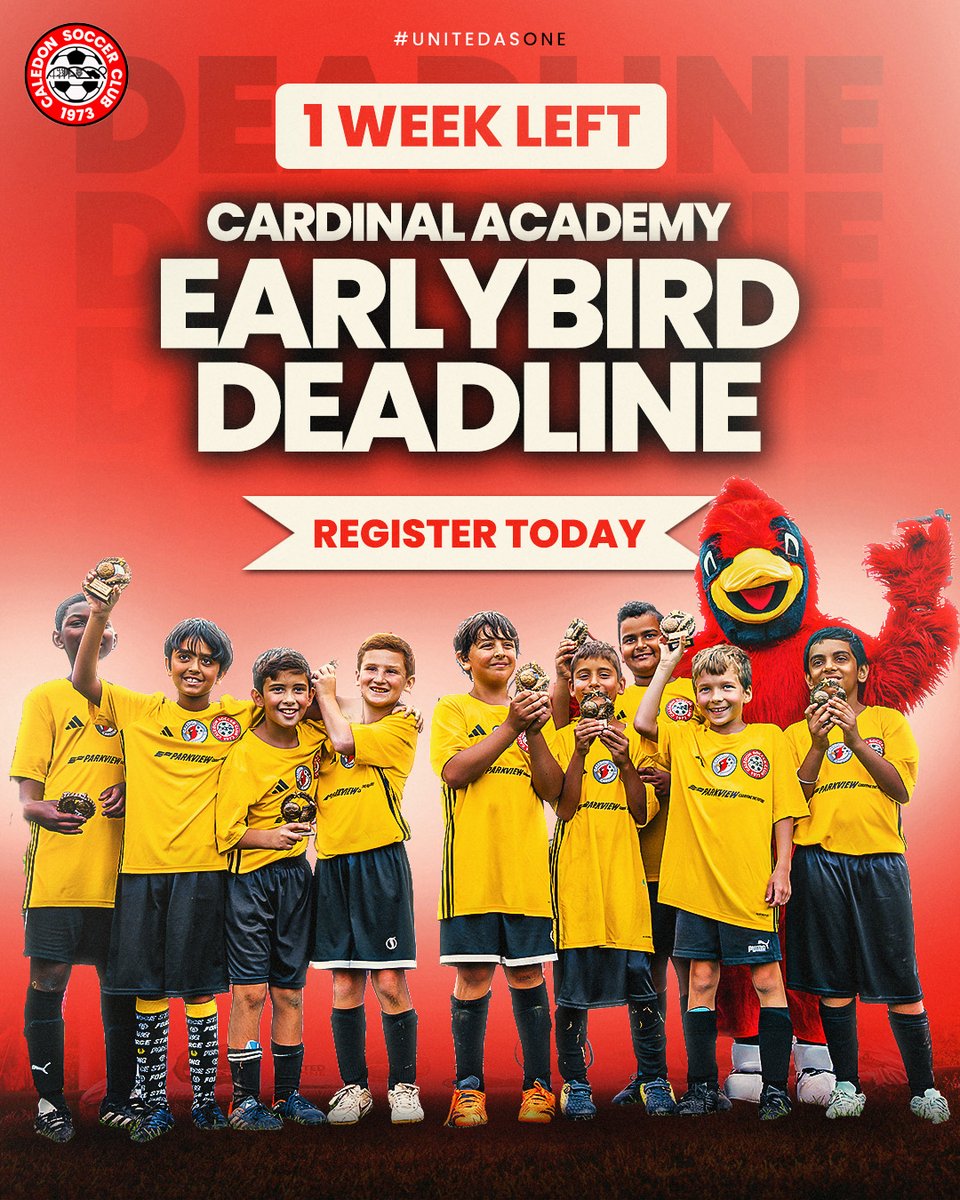CaledonSC's tweet image. ⏰ 1 WEEK LEFT! ⚽

Don’t miss the Early Bird deadline for our Summer House League.

Fun, friends, development, and memories that last all season.

Register today with the link in our bio and be part of it! 🔥

#UnitedAsOne #CaledonSoccer
