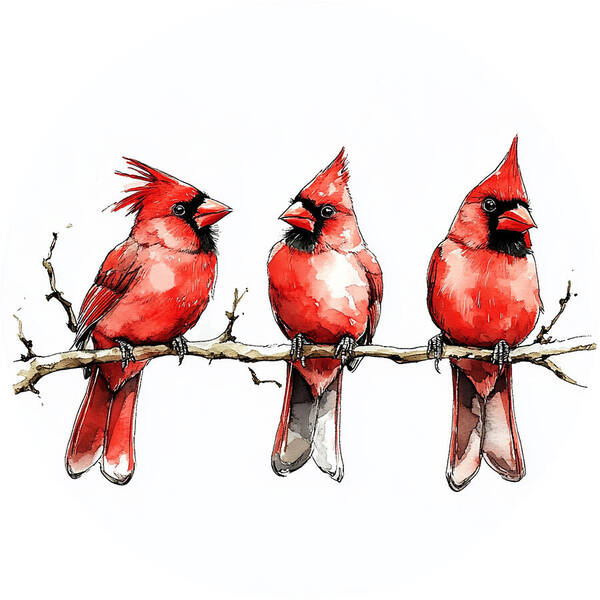 HurmerintaArt's tweet photo. The Three Amigos On A Branch.
Fun, cute animal art. Watercolor.
#cardinal #redcardinal 

https://t.co/2X0fU52rwo https://t.co/vpkzFHXcqF