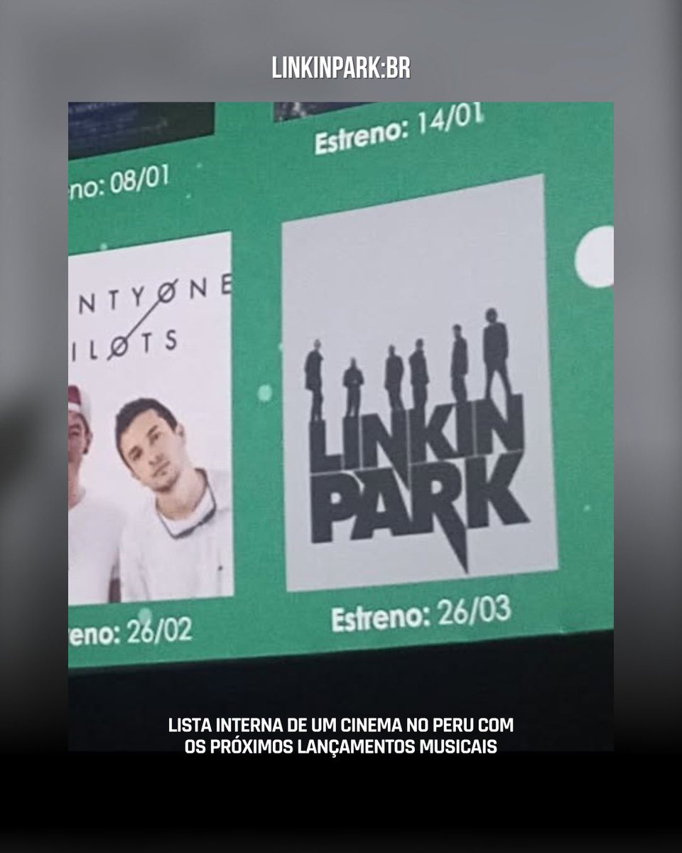 LinkinParkbr's tweet image. VEM AÍ?

Ao que tudo indica, o tão aguardado filme/documentário do Linkin Park, gravado durante a passagem histórica por São Paulo em 2024, finalmente tem previsão de estreia: março de 2026.

Para refrescar a memória: no encerramento da transmissão do show do dia 15/11/24, uma…