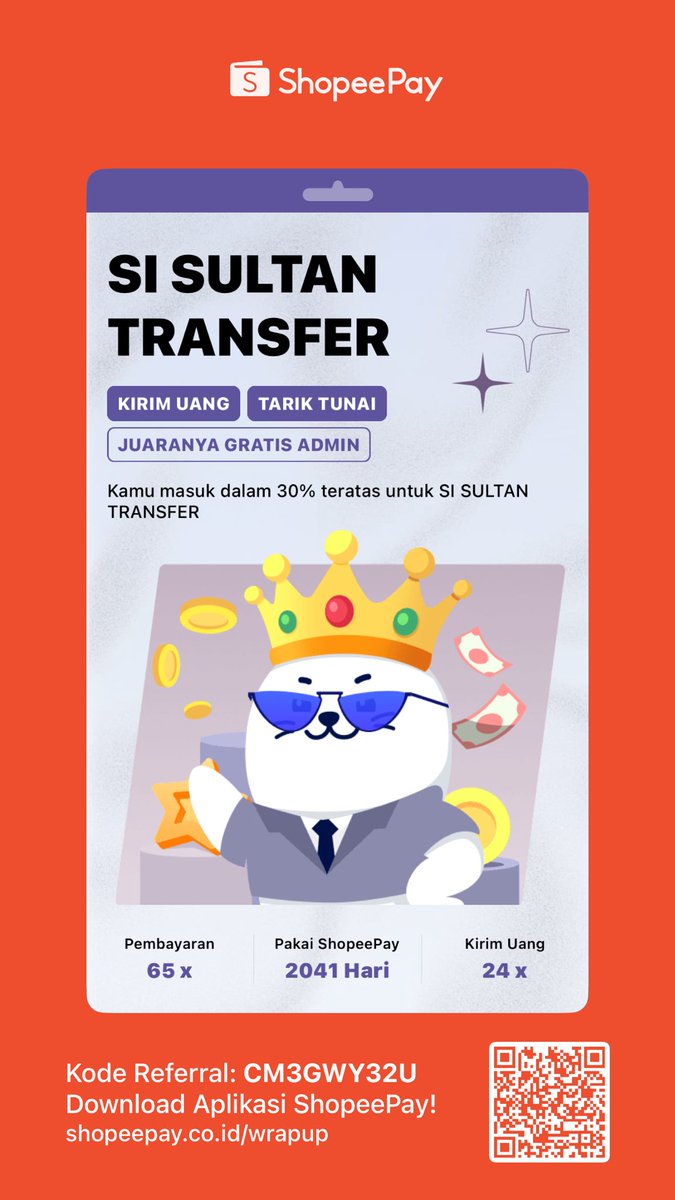 Ayo cek karaktermu di ‘Kilas Balik ShopeePay 2025’,bisa dapat s/d Rp200.000 kalau bisa lengkapin semua karakternya lho!
shopeepay.co.id/wrapup?from_so…

Download aplikasi ShopeePay pakai kode referral aku CM3GWY32U, bisa dapat saldo ShopeePay!
#KilasBalikShopeepay2025 #AplikasiShopeepay