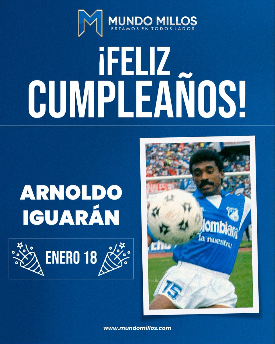 #CUMPLEAÑOS Es uno de los máximos goleadores de la historia de Millonarios y la selección Colombia. Fue campeón con el Embajador en 1987 y 1988, goleador de Copa América 1987 y jugó el mundial de Italia 90.

Felicitamos a Arnoldo Iguarán hoy en su cumpleaños 69 🥳🎉🍾🪅🎂🎁