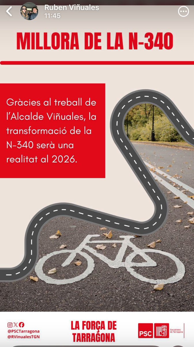 XaviPuigAndreu's tweet image. De la mateixa manera que jo et felicito per aquest cartell tan xulo,  @rvinualestgn , tu ens hauries de felicitar per aconseguir per Tarragona el Passeig Ciclable de Llevant, l'ampliació fel Pont del Francolí i les pantalles acústiques de l'A7, a més de la urbanització del…