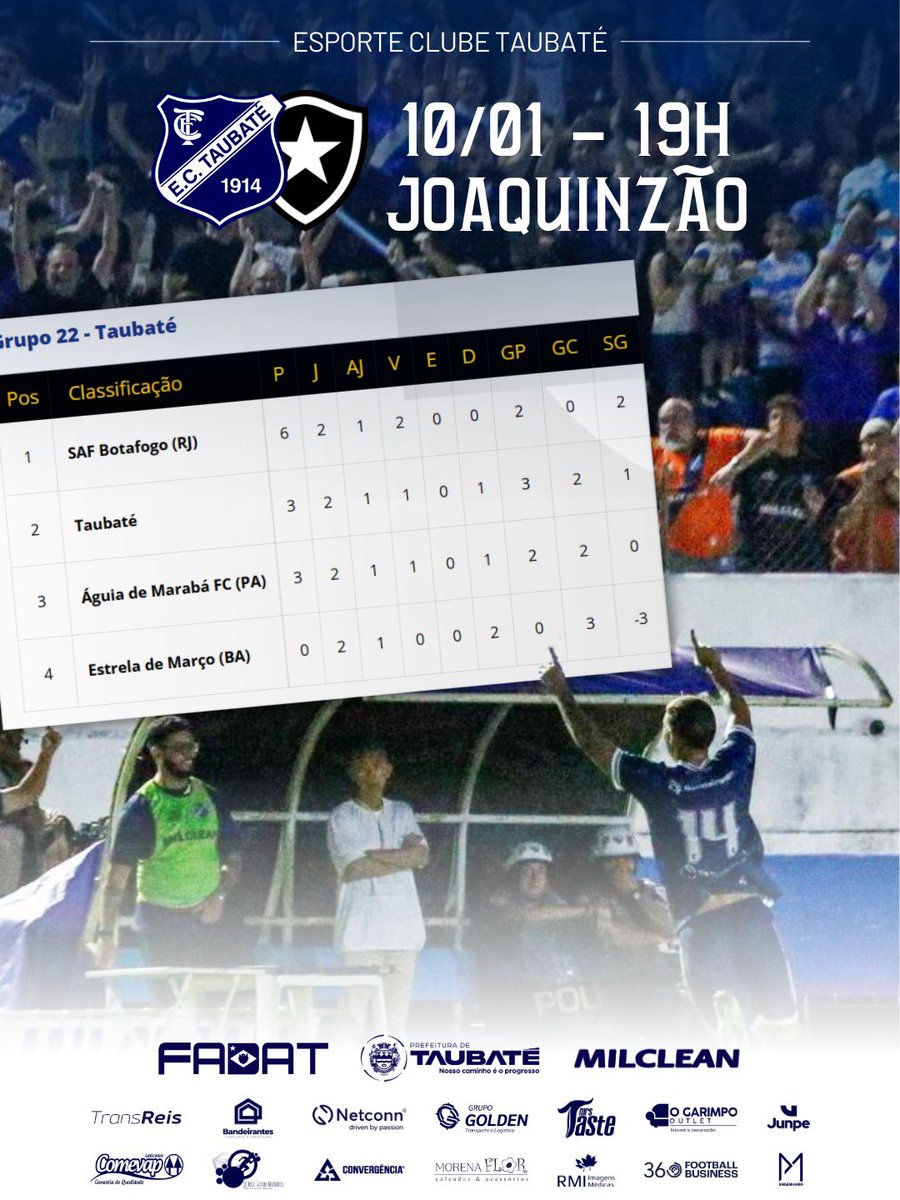 ectaubate's tweet image. Sábado é decisão!

Ao fim da segunda rodada da Copa São Paulo, todos os times do grupo têm chance de classificação. O Burrinho entra em campo às 19h, contra o Botafogo, e precisa do seu apoio!

Resgate seu ingresso pelo site fpf.soudaliga.com.br e venha torcer conosco!