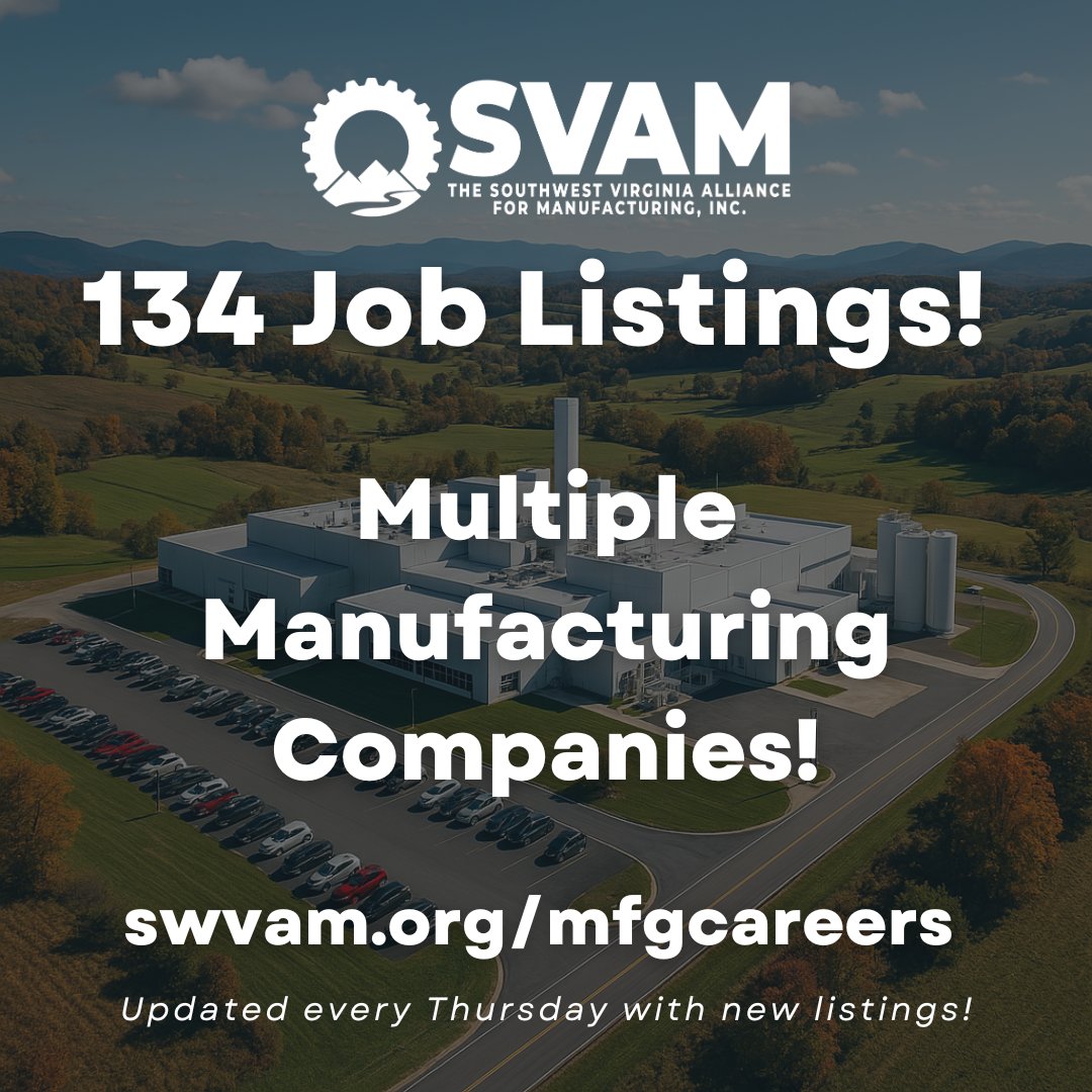 SWVAMfg's tweet image. 🛠️ Explore 134 current job openings from various manufacturing companies! Updated weekly. Don't miss out: ow.ly/rl4i50WRg8S #ManufacturingCareers #JobOpportunities