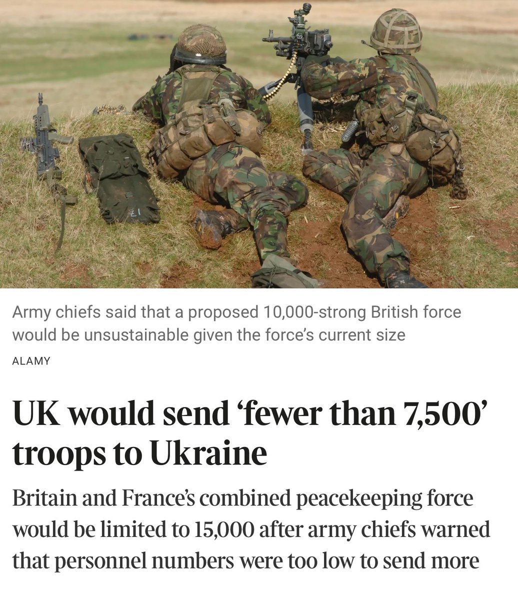 BenObeseJecty's tweet image. By the time of the second rotation of this deployment to the Multinational Force Ukraine we’ll need three brigades in play.

Plus, existing ongoing commitments.

This is an open-ended endeavour that could commit the whole Army to Ukraine.

Keir Starmer needs to show his working.