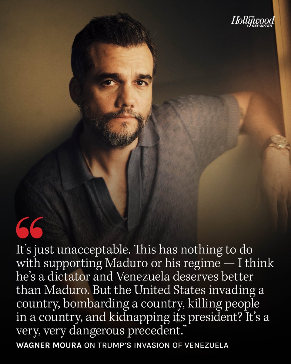 Wagner Moura offers his reaction to the invasion of Venezuela and capture of Nicolás Maduro by the U.S. military at the order of president Donald Trump in the latest episode of THR's Awards Chatter podcast. Full discussion: bit.ly/3Lr0ksq