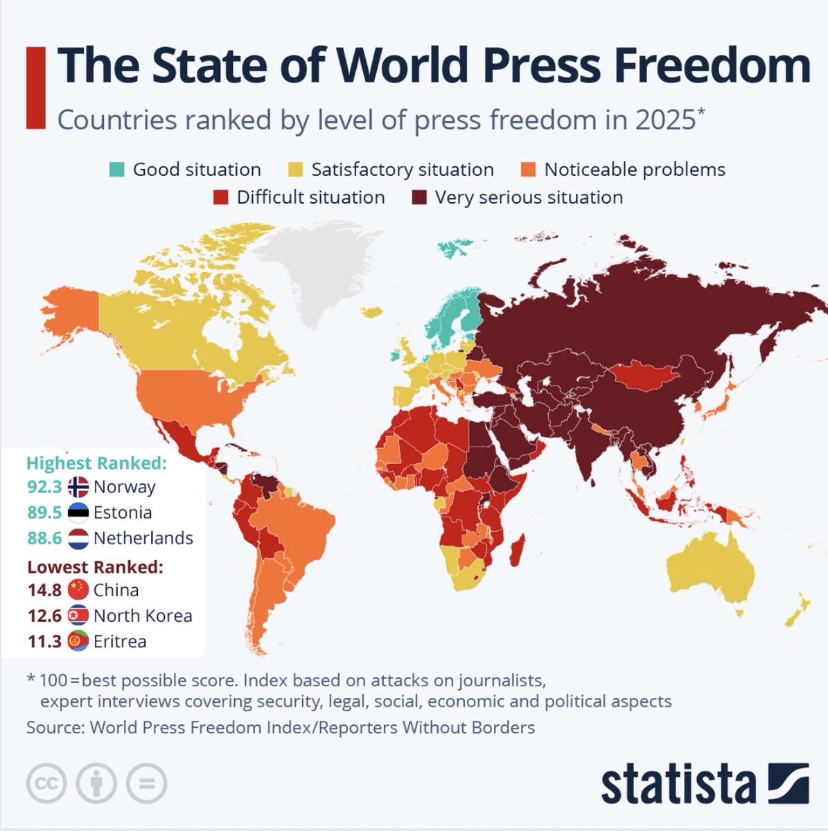 AndersEideNOR's tweet image. Illiberal forces are constantly trying to tarnish Europe by claiming there is widespread use of censorship and limited freedom of expression. 

The truth? Nowhere do people enjoy more freedom of expression than in Europe.

(BIG exception: Russia and Belarus)

#freedomofexpression