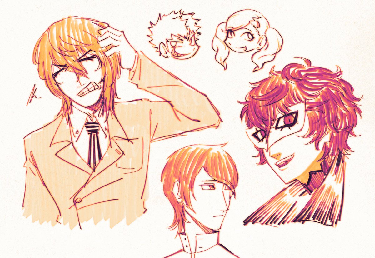 i cant even remember the last time i drew a character with cat ears Be nice . plus some extra doodles #persona5