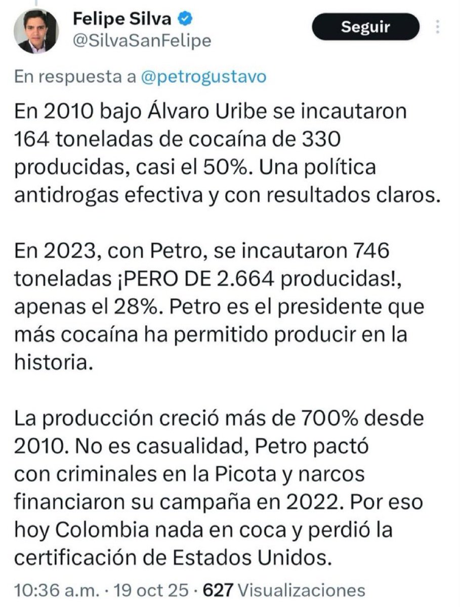 <a href="/petrogustavo/">Gustavo Petro</a> Petro

 Yam es el dato real de incautación 🆚 producción de los últimos 24 años