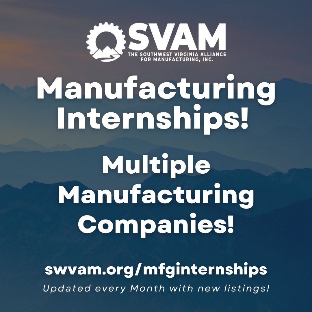 SWVAMfg's tweet image. 🛠️ Explore internships &amp;amp; apprenticeships from various manufacturing companies! Updated monthly. Don't miss out: ow.ly/TQ9L50XTpW2 #ManufacturingInternship #JobOpportunities