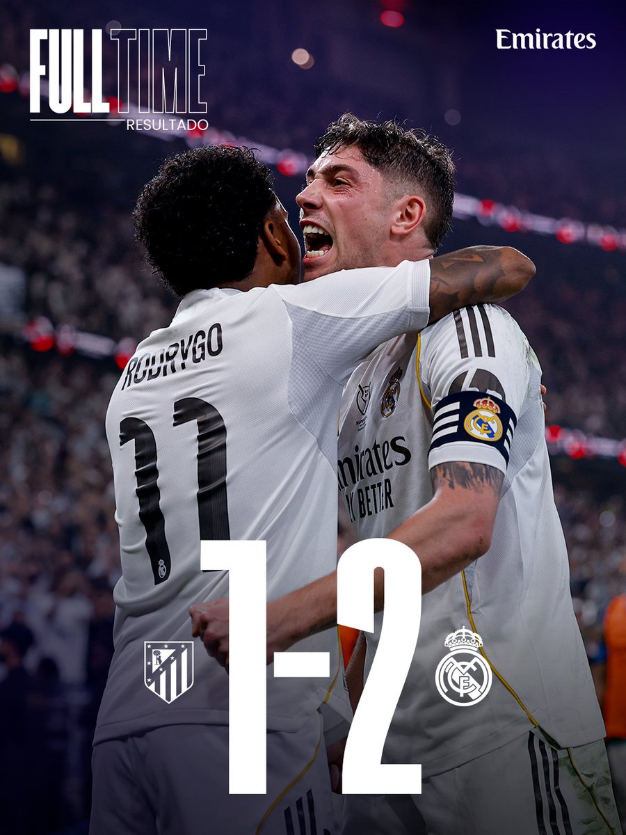 realmadridjapan's tweet image. 🏁 試合終了：アトレティコ 1-2 レアル・マドリード
⚽ 2分 @fedeevalverde
⚽ 55分 @RodrygoGoes
⚽ 58分 セルロート
👉 @Emirates