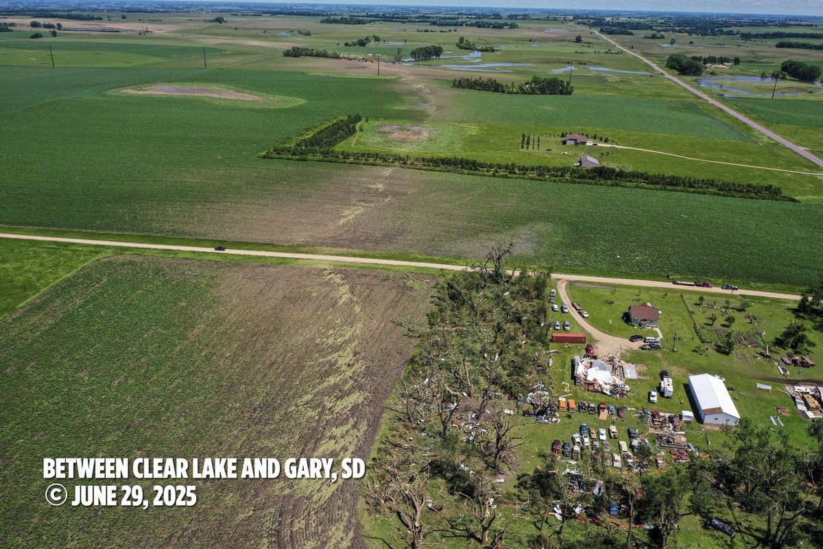 A farmstead along 484th Ave was grazed as the tornado passed just