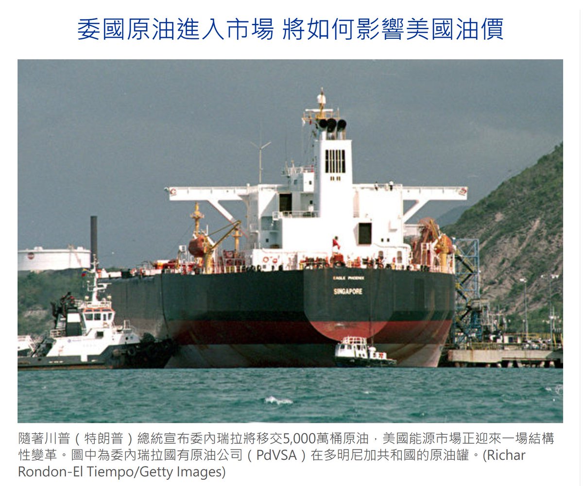 委內瑞拉5000萬桶原油進入美國！油價有望跌至2.97美元？ 隨著川普總統宣布委內瑞拉將移交5,000萬桶原油，美國 能源市場正迎來一場結構性變革。這批價值約28億美元的「黑色黃金」不僅有望進一步降低油價，更被視為對美企資產遭長期非法徵收後的實質性補償。  專家預測，這批 ...