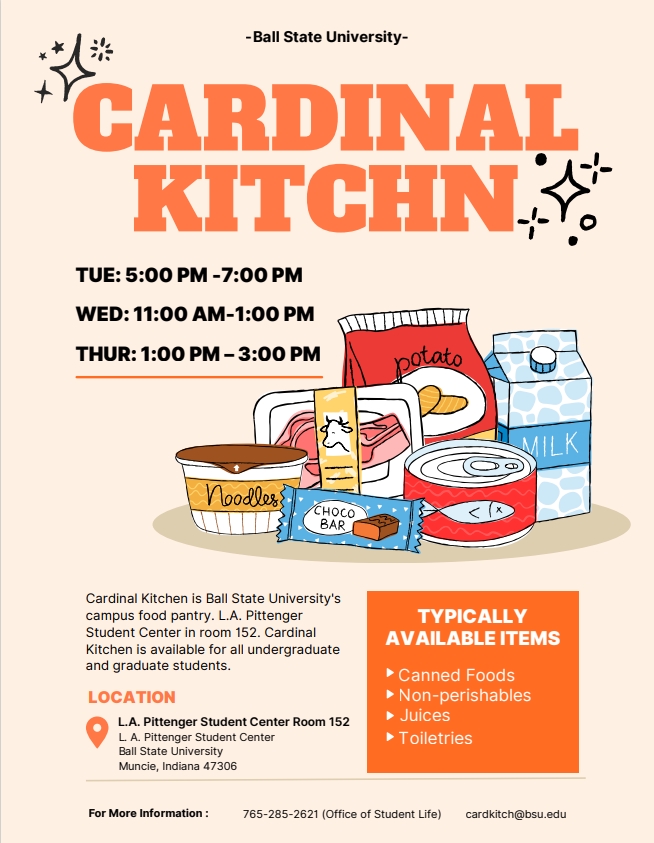 BSUecon's tweet photo. Are you a student struggling with getting food? Don't worry, Ball State University has an economically friendly solution! 

We just want to remind students in this new semester we have recourses available if they need them 💖

#foodpantry #ballstateuniversity #students https://t.co/iV9izJKSk0