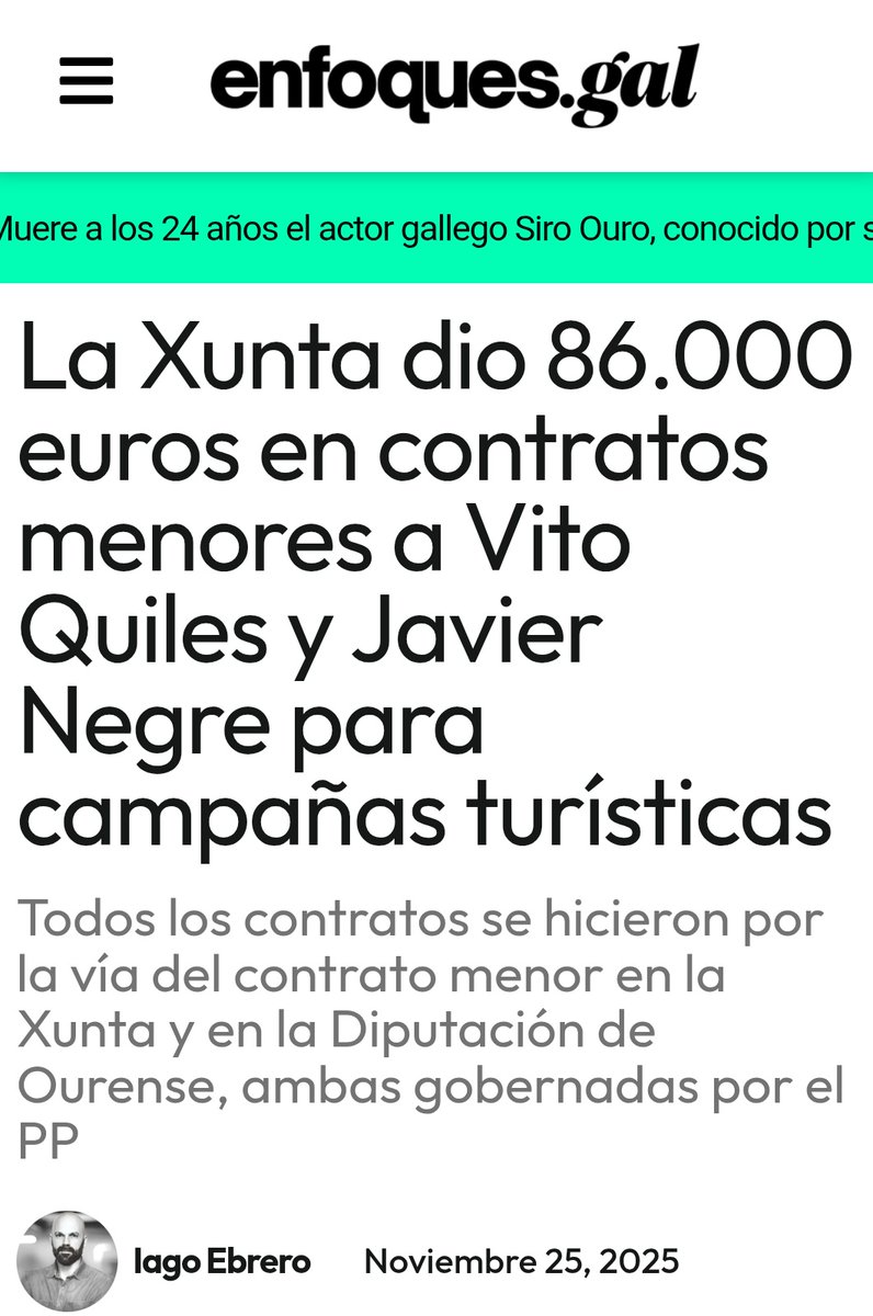 Queridas e queridos galegos, este lixo de titular non existe por maxia, existe porque o pagamos cos nosos impostos, pois finánciao a Xunta do PP. 

Logo para <a href="/NosDiario/">Nós Diario</a> a Xunta non dá axudas porque patacas.