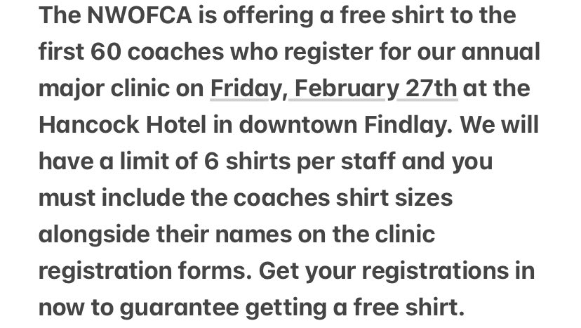 nwofca's tweet image. NWOFCA Early Bird Clinic Registration. See Link Below.

nwofca.org/clinic