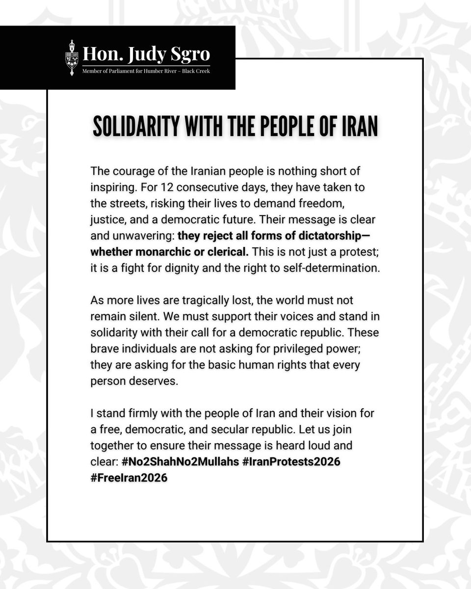 honjudysgro's tweet image. The people of Iran have shown extraordinary courage demanding freedom and democracy. Their message is clear: No to dictatorship—whether monarchic or clerical. I will always stand in solidarity with Iranians fighting for democracy #No2ShahNo2Mullahs #IranProtests2026 #FreeIran2026