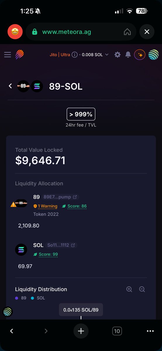 Broom0x's tweet photo. Added $10k in one sided SOL to the Meteora liquidity pool to help pad our downside a bit. Just incase. 

Will be doing this all the way up, with compounding amounts. 

This is still day 1. When 89 goes giga viral, imagine the LP in a month or two. 

WE. ARE. EARLY. 

89E7wc1H2LmzEGSa96hWURcsVs5V9ByWdNM7rctSpump