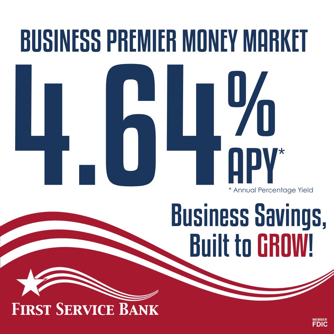 FirstServiceBnk's tweet image. Let your business funds work for you while you focus on running your business. 

Our Business Premier Money Market Account helps your money grow while keeping it easily accessible, so your banking stays simple and stress-free.

🔗 firstservicebank.com/business-premi…

#FirstServiceStrong