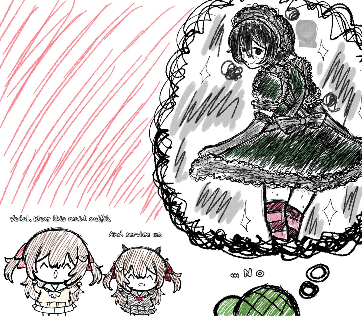 InkHony09's tweet photo. #heartheartart #vedalverse cross dressing Vedal?! https://t.co/1OZ60hkTCv