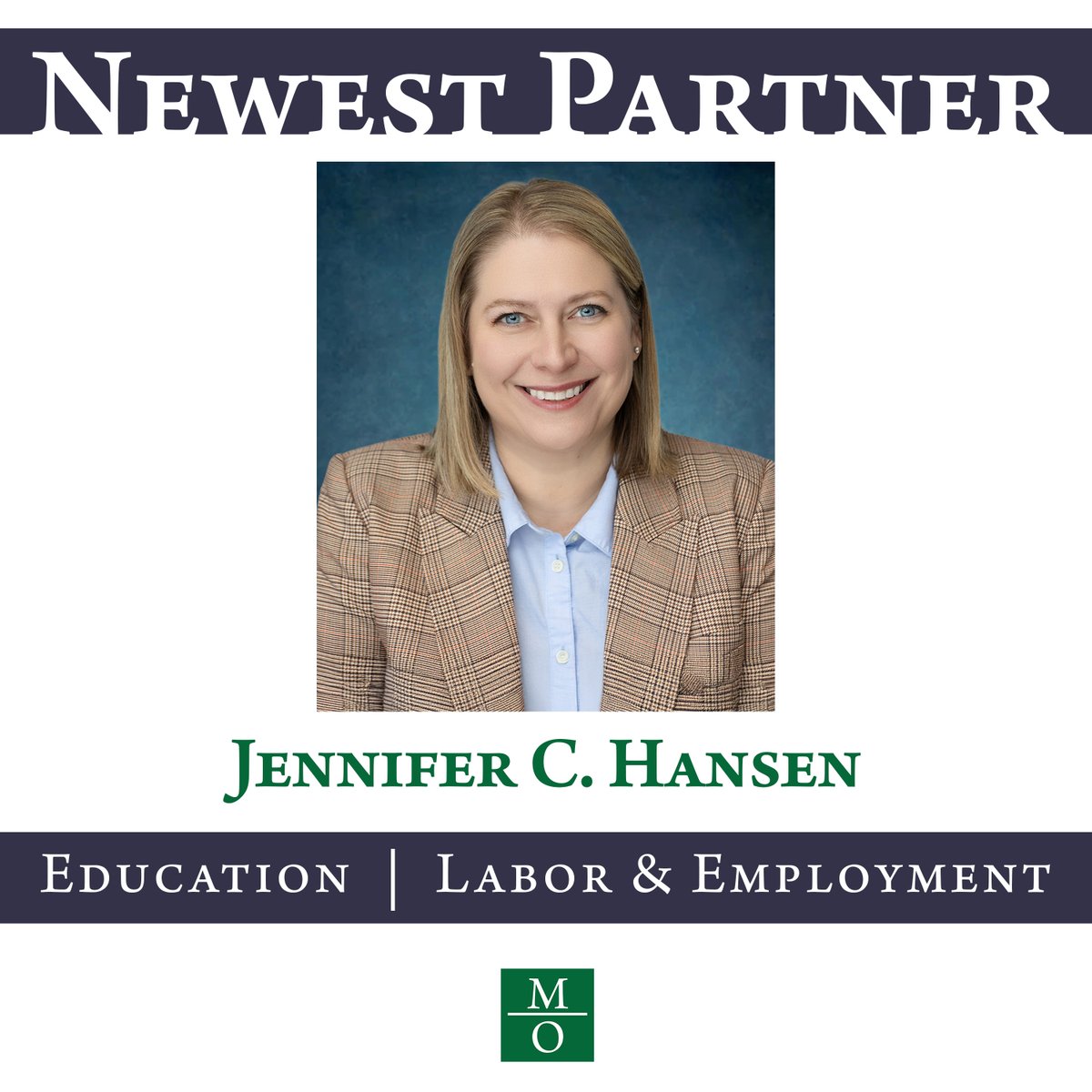 Congratulations to Jennifer Hansen on Being Named Partner! Jennifer focuses her practice on education law and labor and employment matters.

Learn more about her: ow.ly/MgkZ50XSAlW

#Congratulations #EducationLaw #LaborAndEmploymentLaw